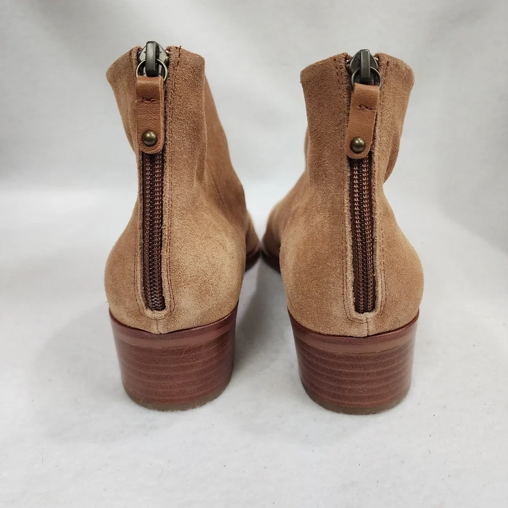 Soludos Venetian Womens 10 Bootie Brown Leather Ankle Round Toe Rear Zip Boot